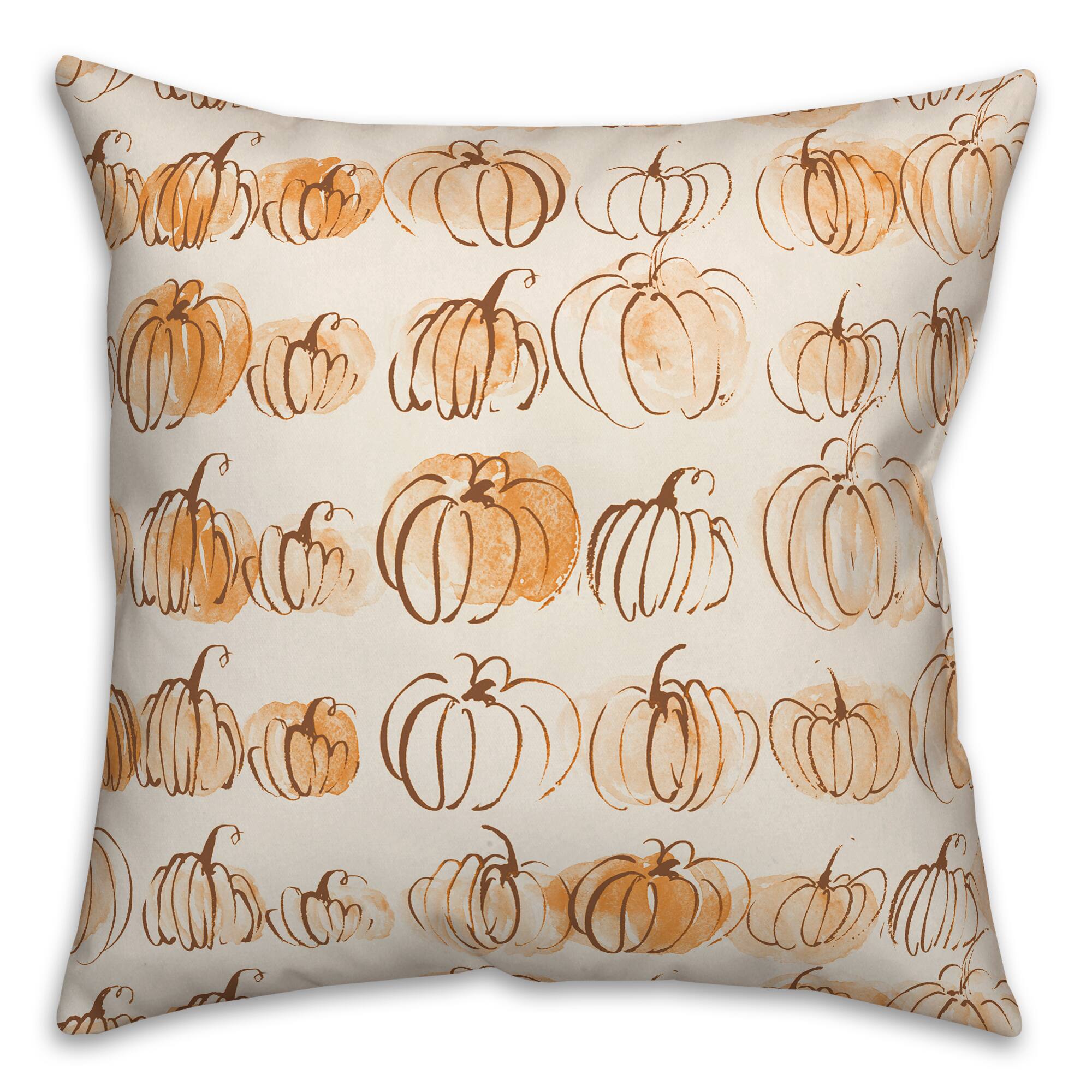 Fall Watercolor Pumpkin Throw Pillow